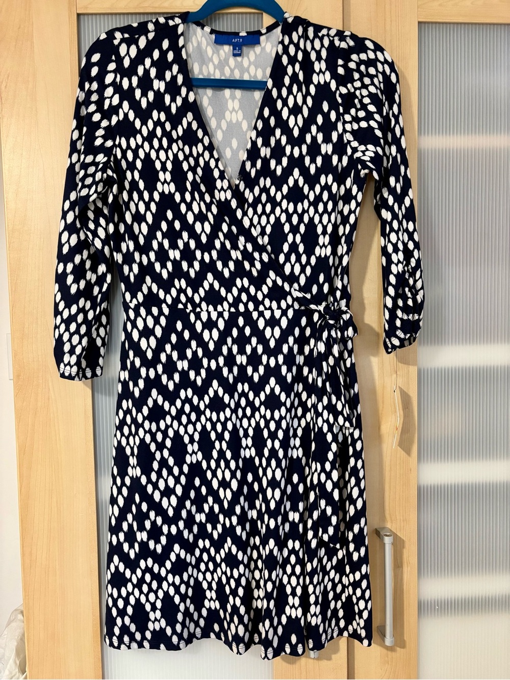 Apt 9 Navy & White Mock-Wrap Dress, NET, S
